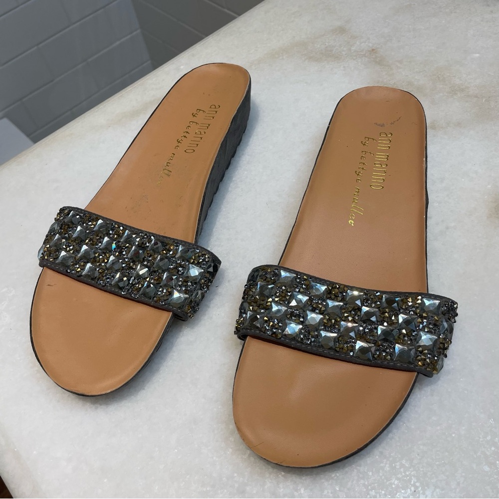Never Worn! Embellished Jewelled Slide Sandals
